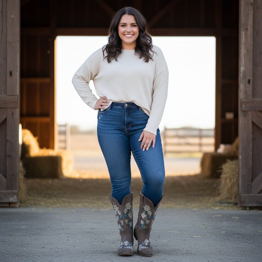 B103 - Roper Women's Riley Floral Western Boots.- 10